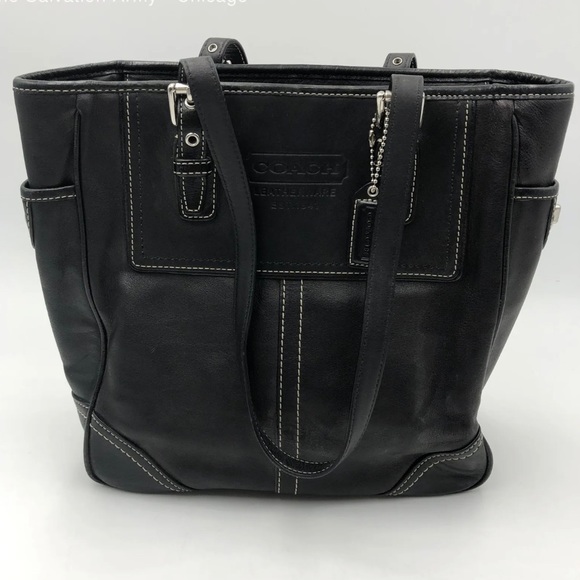 Coach Handbags - Coach Authentic Vintage Classic Legacy Small Black Leather Tote Purse 👜